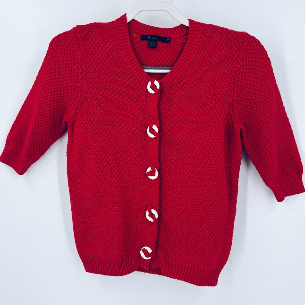 Red Women's Knit Button-Front Cardigan Sweater
